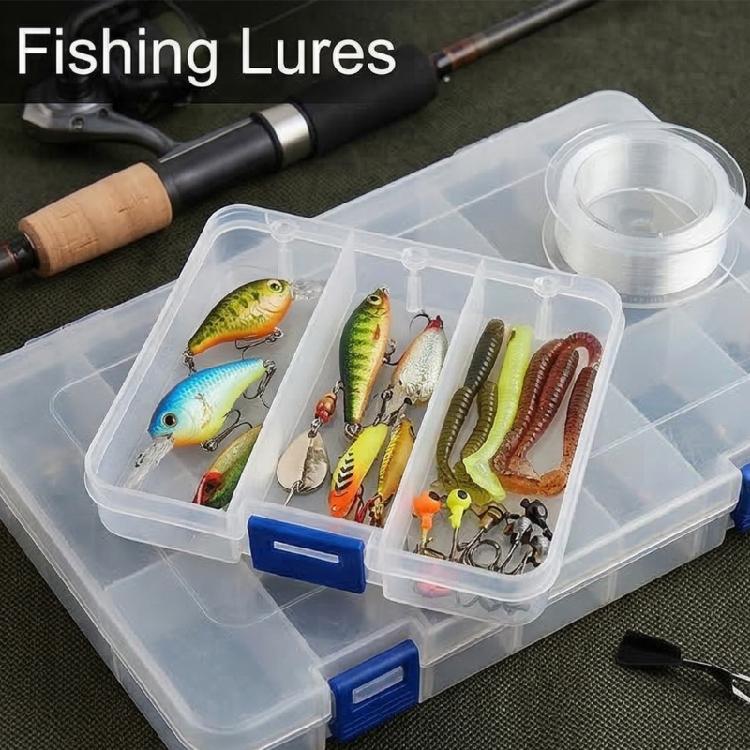 Waterproof Clear ABS Storage Case 3 Sections Fishing Tackle Organiser With Lid For Lures Beads Hardware Accessories