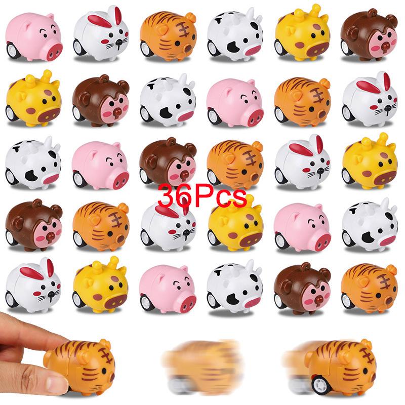 12-60pcs Mini Animal Pull Back Car for Boy Girl Kids Birthday Party Favors Pinata Fillers Bulk Toy Easter Gift School Prizes