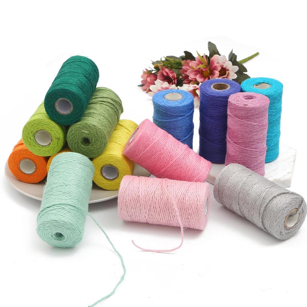 100M/Roll 2mm Natural Burlap Hessian Jute Twine Cord Rope String Gift Packing Strings Christmas Event & Party Supplies DIY Decor