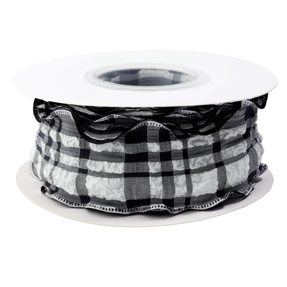 Kreativ 10 Yards Rutigt Band 4CM Bredd Presentinslagning Buketter Koreanska Band Lätt att Klippa Återanvändbar DIY Dekor Dekoration Bröllop