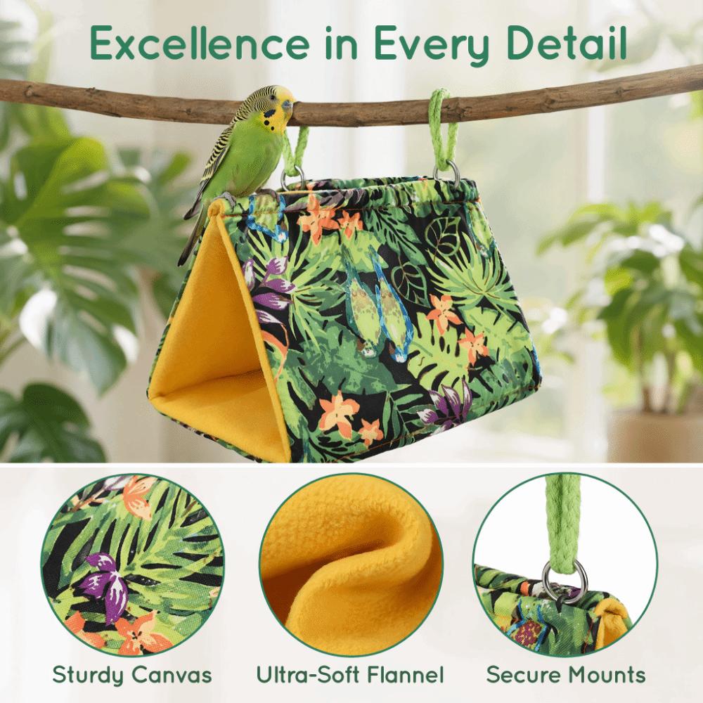 Soft Fabric Pet Bird Hammock Quick Dry Triangular Bird Nest Easy Install Hut Tent Cockatiels