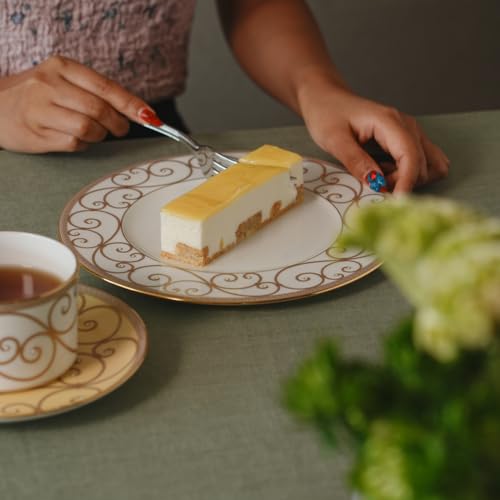 NARUMI Rondo Plate Set, 21cm, Gold and Platinum, Set of 2, Elegant and Stylish, Perfect for a Pair of Wedding Gifts, Gift Boxed, Product Number: 97351