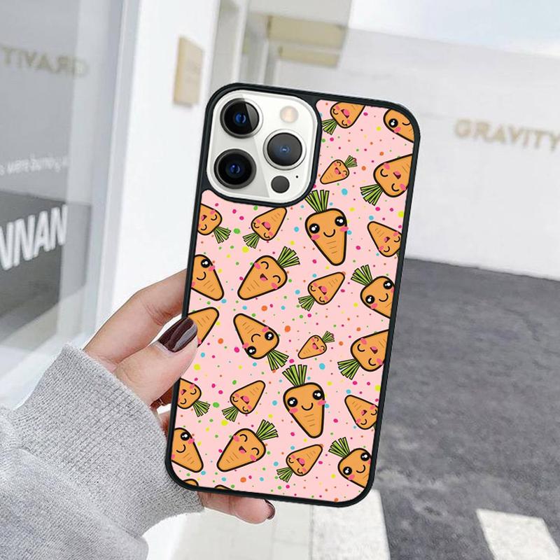 Cute Cartoon Carrot Pattern Phone Case For iPhone 17 Air 15 16 Cover  11 13 14 Pro Max 12 Plus Max Fundas