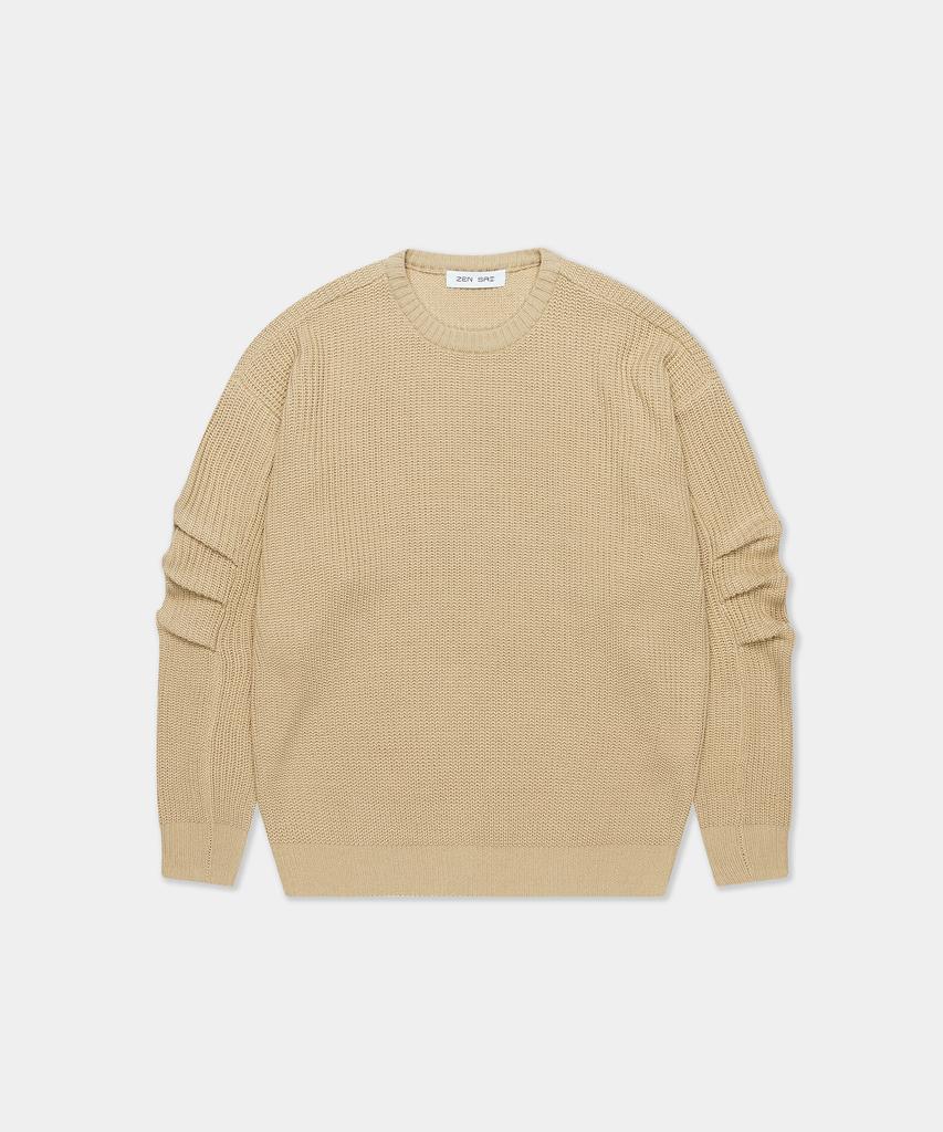 ZENSAI Oversized Crew Neck Knit Beige