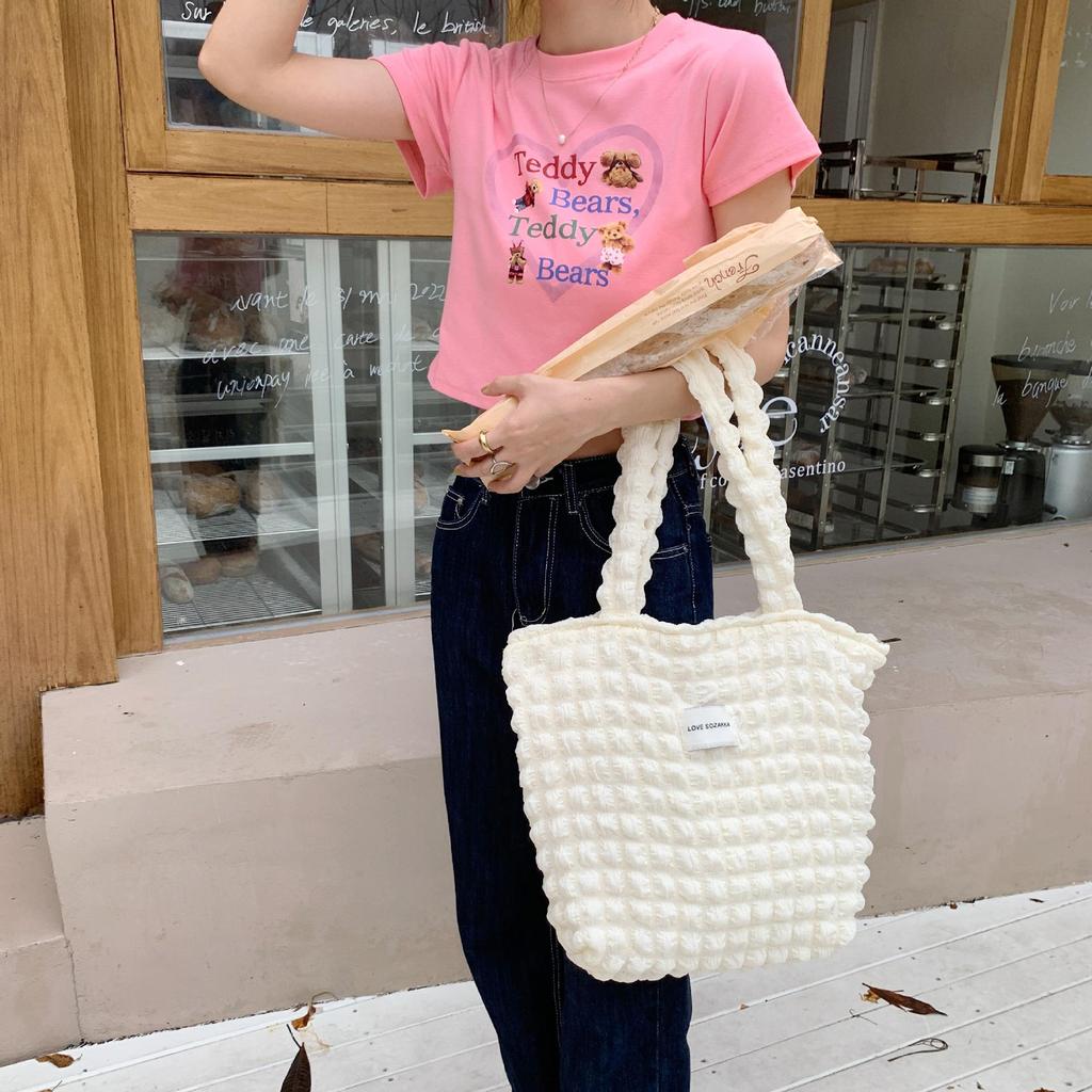 Japanese Cloud Bubble Flower Canvas Shoulder Bag for Female Students