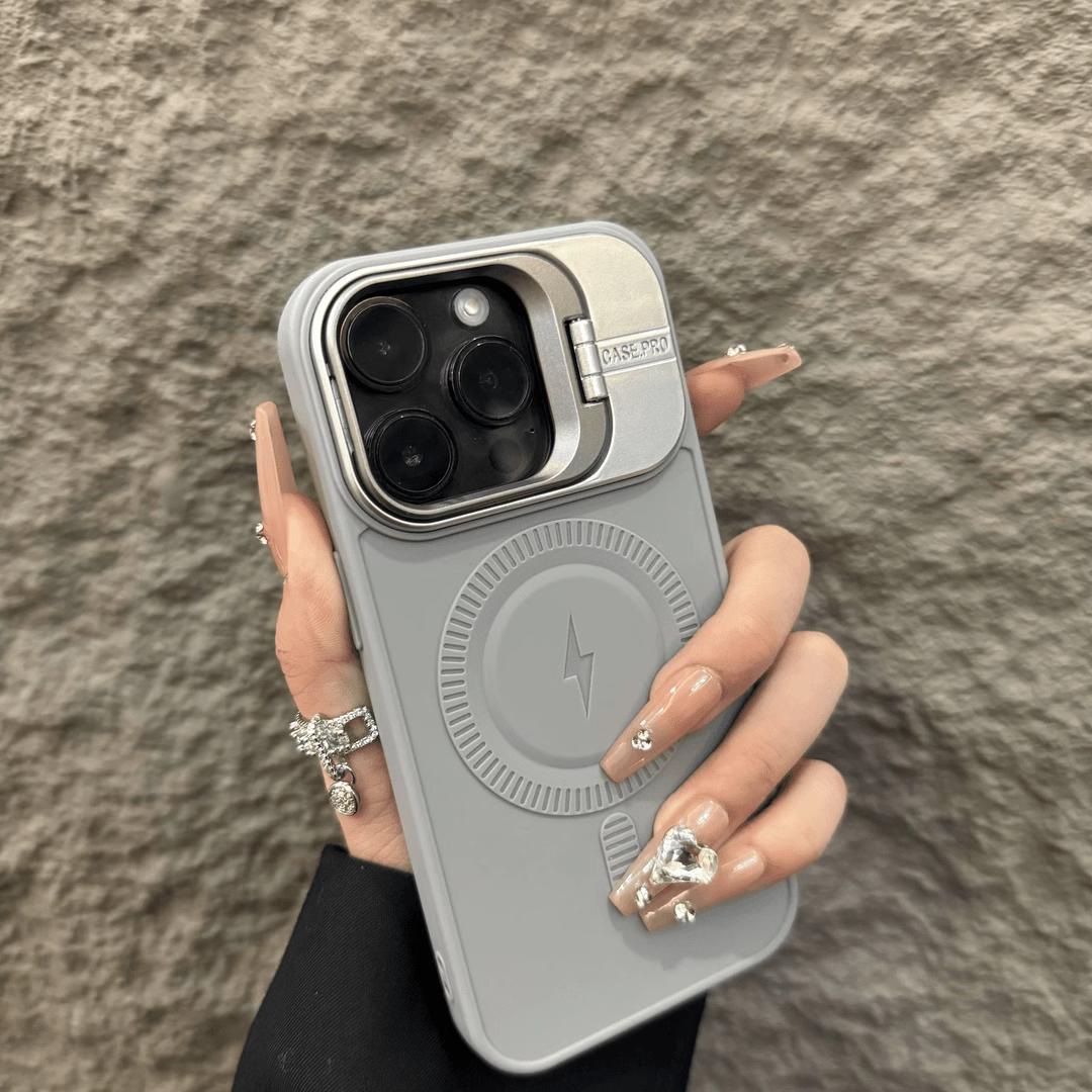 

Многофункциональный чехол-книжка с подставкой, подходит для iPhone 16/15/14, матовый, из мягкого силикона, с магнитной защитной крышкой Lightning iPhone 16Plus серый