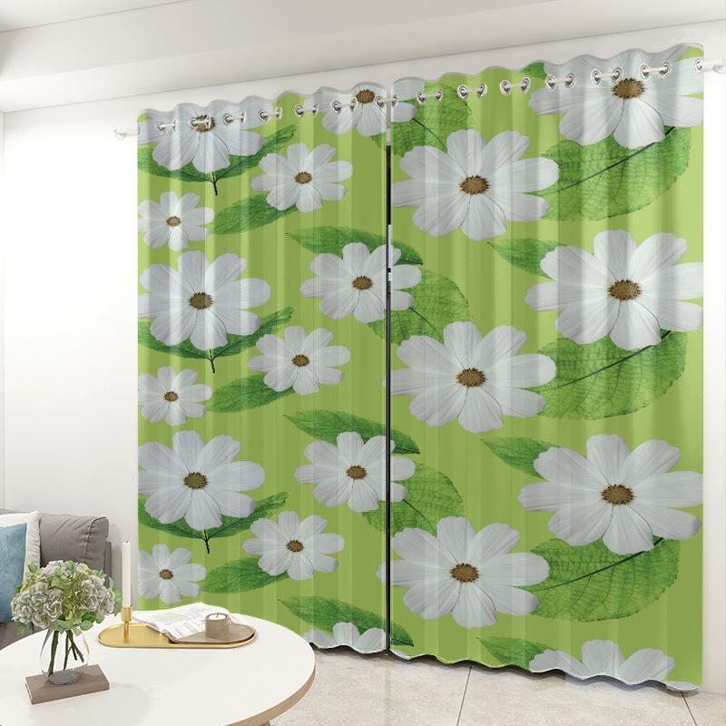 Floral Curtain Fabric Bedroom Living Room Balcony Blackout Curtain Office Hotel Heat Insulation Curtain