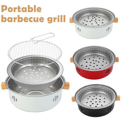 Grătar Barbecue din Oțel Inoxidabil, Sobă Coreeană cu Cărbune, Sobă BBQ Split, Grătar Rotund Antiaderent Pentru Camping în Aer Liber