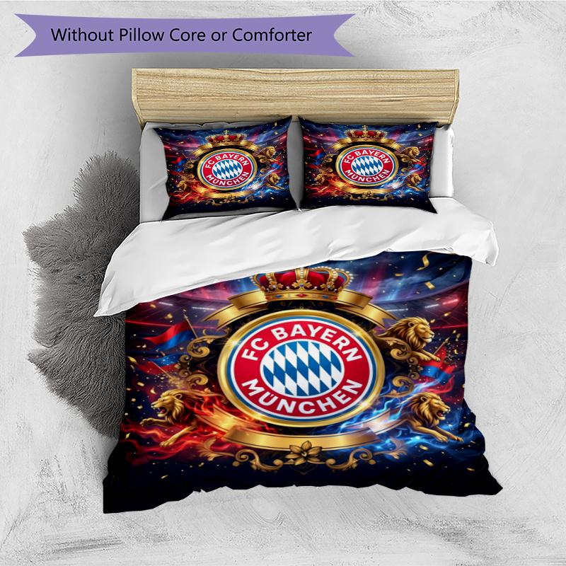 3pcs Duvet Cover Set (1*Duvet Cover + 2*Pillowcase, Without Core), FC Bayern Munich Print Bedding Set, Bedroom Decor, All‑Season, Gift