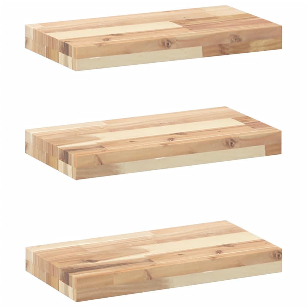 Vidaxl Półki Ścienne, 3 Szt., 40X20X4 Cm, Surowe Lite Drewno Akacjowe