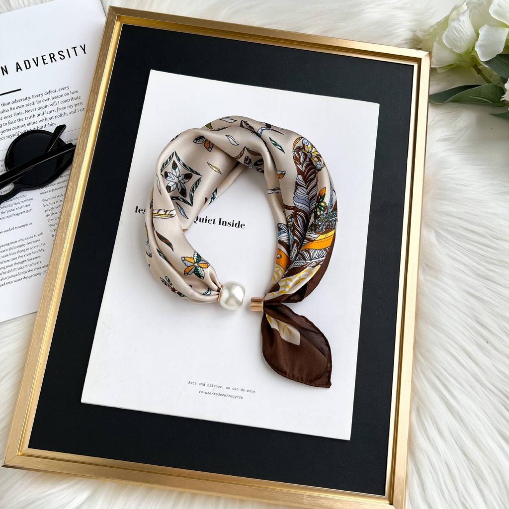 Silk scarf women's new matching shirt spring and autumn long strip scarf neck polka dot mother's high-end magnetic buckle