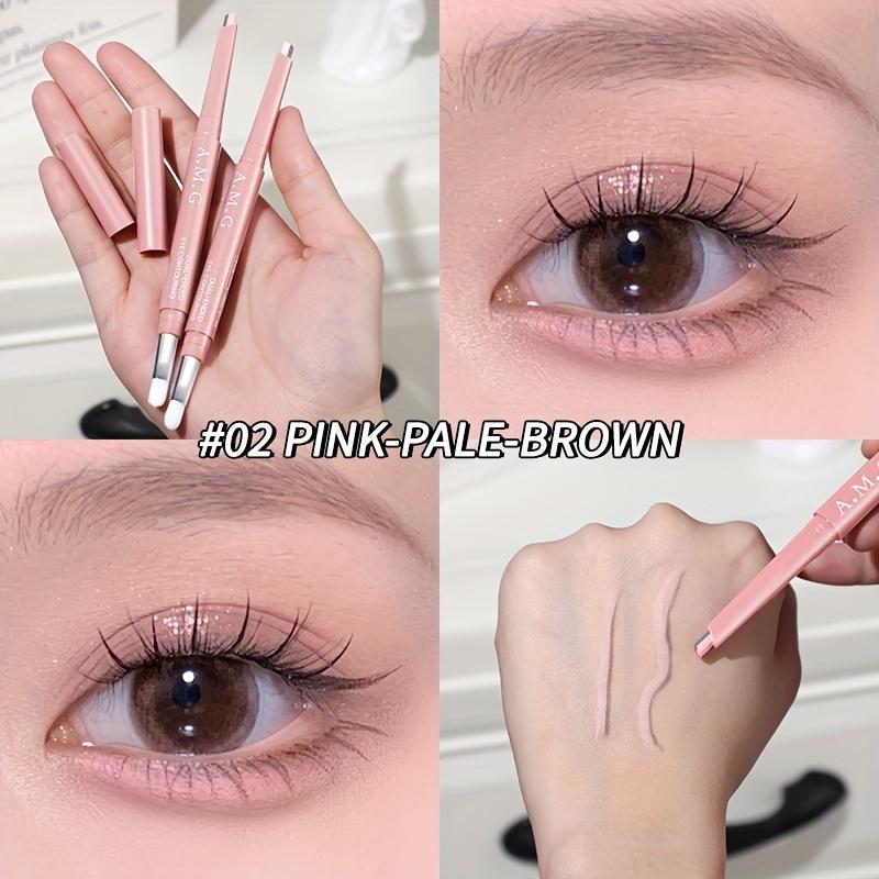 Dwustronny cień do powiek i rozświetlacz - Różowo-brązowy brokatowy płynny eyeliner dla początkujących, Gładkie narzędzie do makijażu do precyzyjnego maskowania cieni pod oczami i powiększania oczu