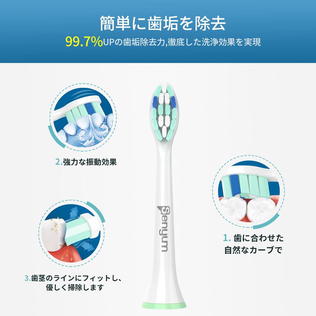 Senyum Electric Toothbrush Replacement Brush Compatible with Philips 10 Brush White Heads, Sonicare, Heads,