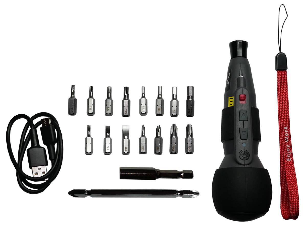 

Powerful Electric Screwdriver with Bright LED USB Can be Used with or Without Manual Bright LED Rotation Easy Perfect for Home DIY Compact, Light,