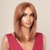 Orange Brown Medium Straight Bob Synthetic Wigs Short Hair with Bangs for Black Women Cosplay Lolita Layered Wig Heat Resistant