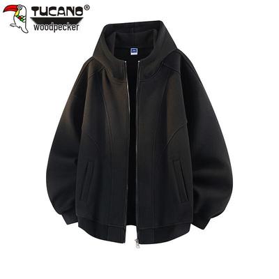 Men's Heavyweight Loose Hooded Cardigan Sweatshirt
