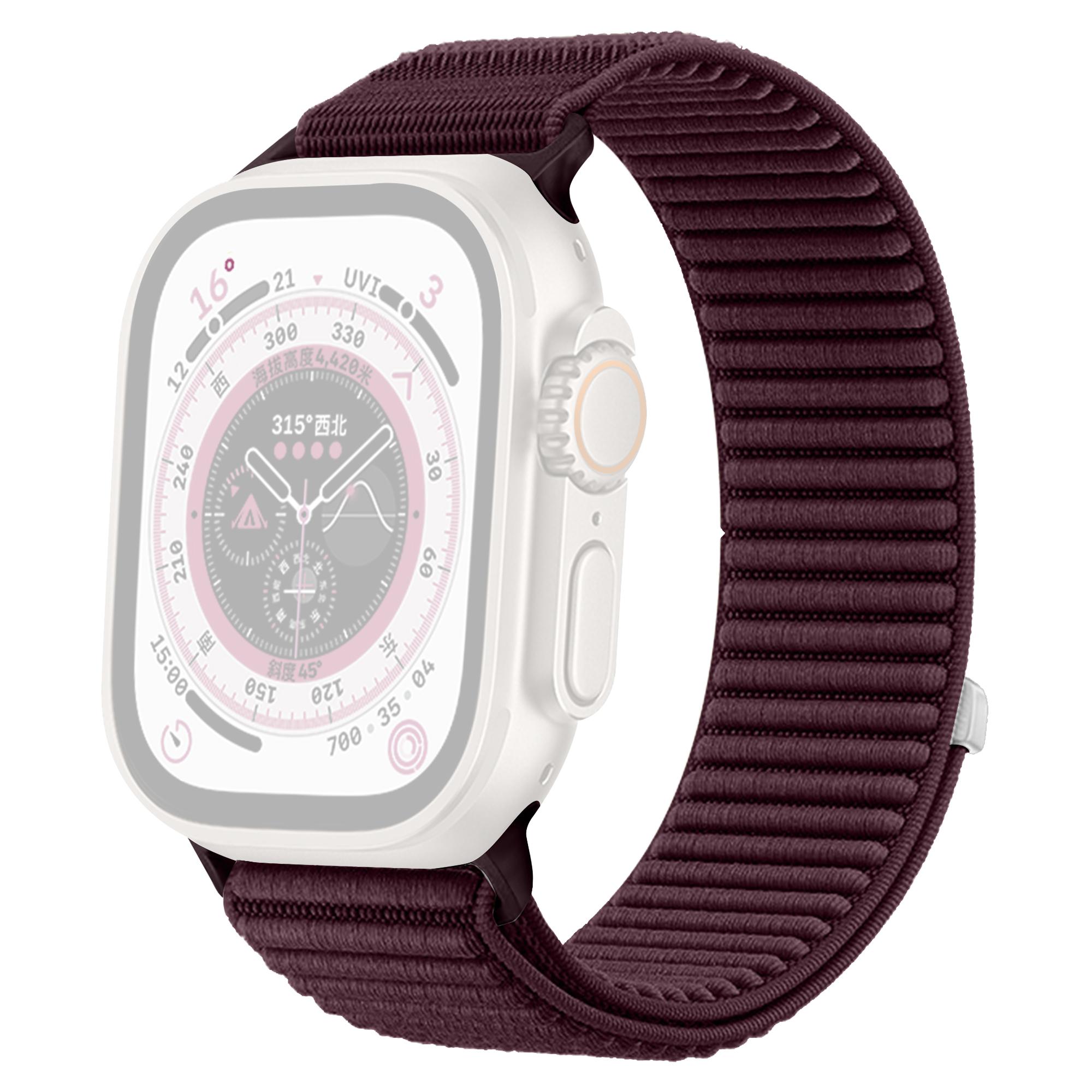 

Wrist Strap for Apple Watch Series 10 9 8 7 SE 6 5 4 3 2 1 42mm 41mm 40mm 38mm Magic Tape Nylon Woven Watch Band Plum Color