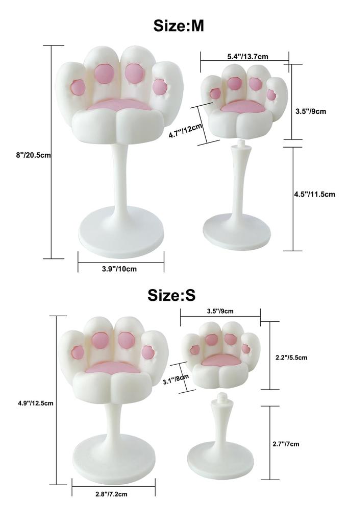 Urocza sofa z kocimi łapkami dla lalek - Meble do salonu domku dla lalek, Odpinana konstrukcja, Pasuje do lalek BJD Barbie, figurek akcji, pluszowych zabawek - Idealny prezent dla lalki