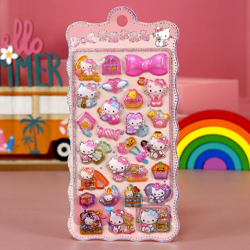 1pcs Kawaii Sanrio Kuromi Cartoon 3D Relief Stickers Aesthetic Waterproof DIY Diary Laptop Cute Anime Decoration Sticker Toys