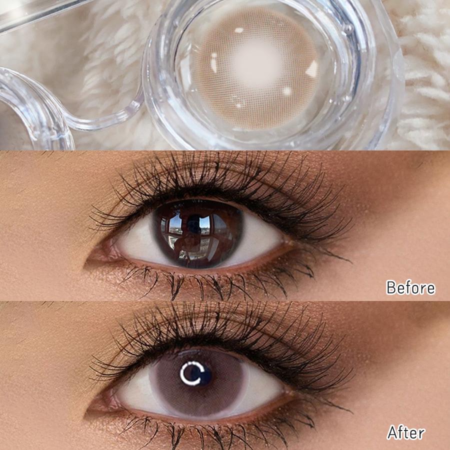 FreshLady Natural Colored Contact Lenses 2pcs 14.2mm Yearly Soft Cosmetic Lens for Daily & Party Makeup