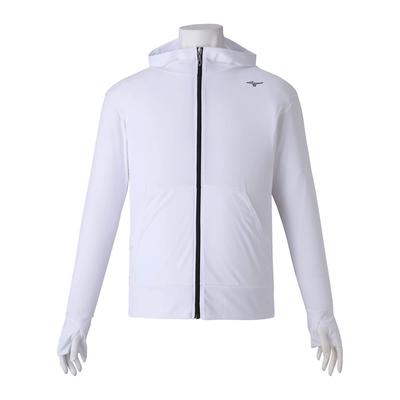 Mizuno Rush Hoodie for and Gym L Men's (Long Sleeve) Swimming, Fitness, Use, N2JCA111, 01 White, Size