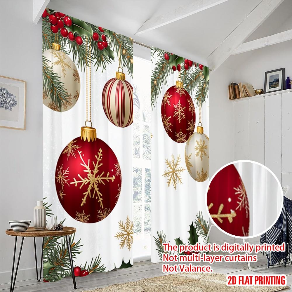 2 Stück, 2D-Flachdruck Zeitgenössische Vorhänge Weihnachtsornamente Schneeflocken Girlande (3) Polyester (ohne Stange) Festlicher Gebrauch für