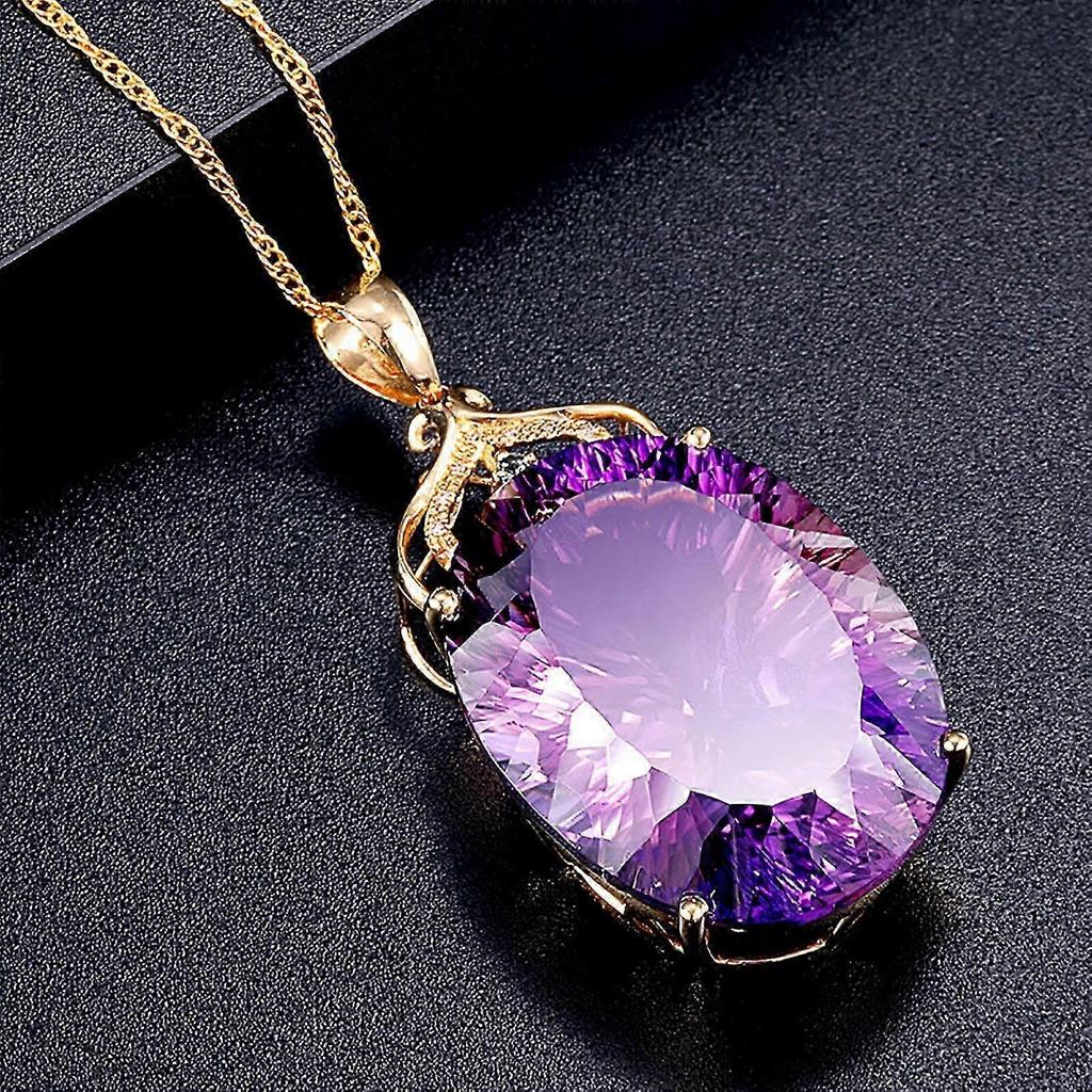 ZHENYANGli Fashion Amethyst Ladies Pendant Necklace Gemstone Necklace Holiday Gift 25-26