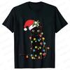 Fashion Trendy T Shirt Short Sleeve Tees for Unisex Funny Christmas Lights Cat T Shirts Female Korean Casual Streetwear Tshirt