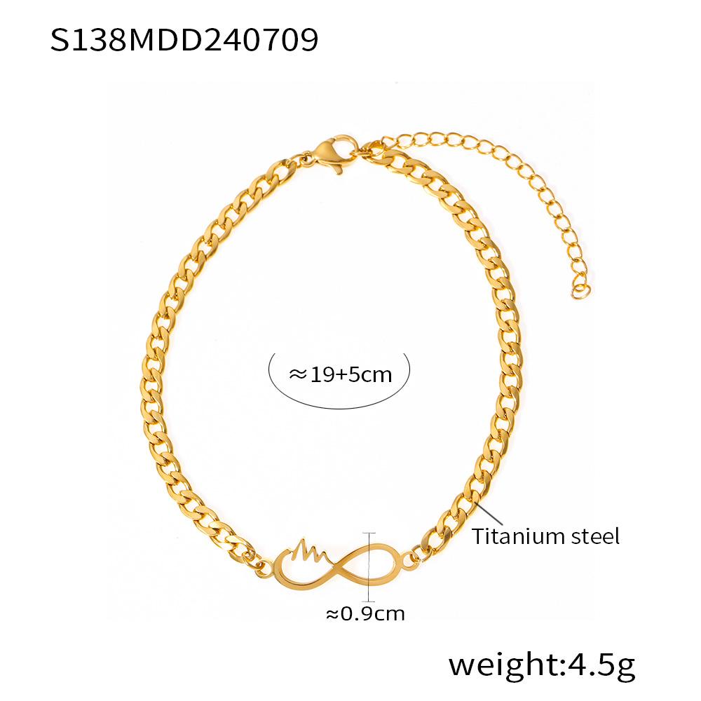 

Простой 8-брендовый браслет на щиколотку Niche Light Luxury Design из титановой стали с покрытием из 18-каратного золота