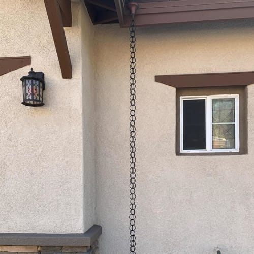 Metal Rain Chain with Rings, Rain Downspout Catcher Chain for Gazebos, Patios, and Gardens, Black Rain Chain Roof Gutter Hanger (Size: 3m (10ft))