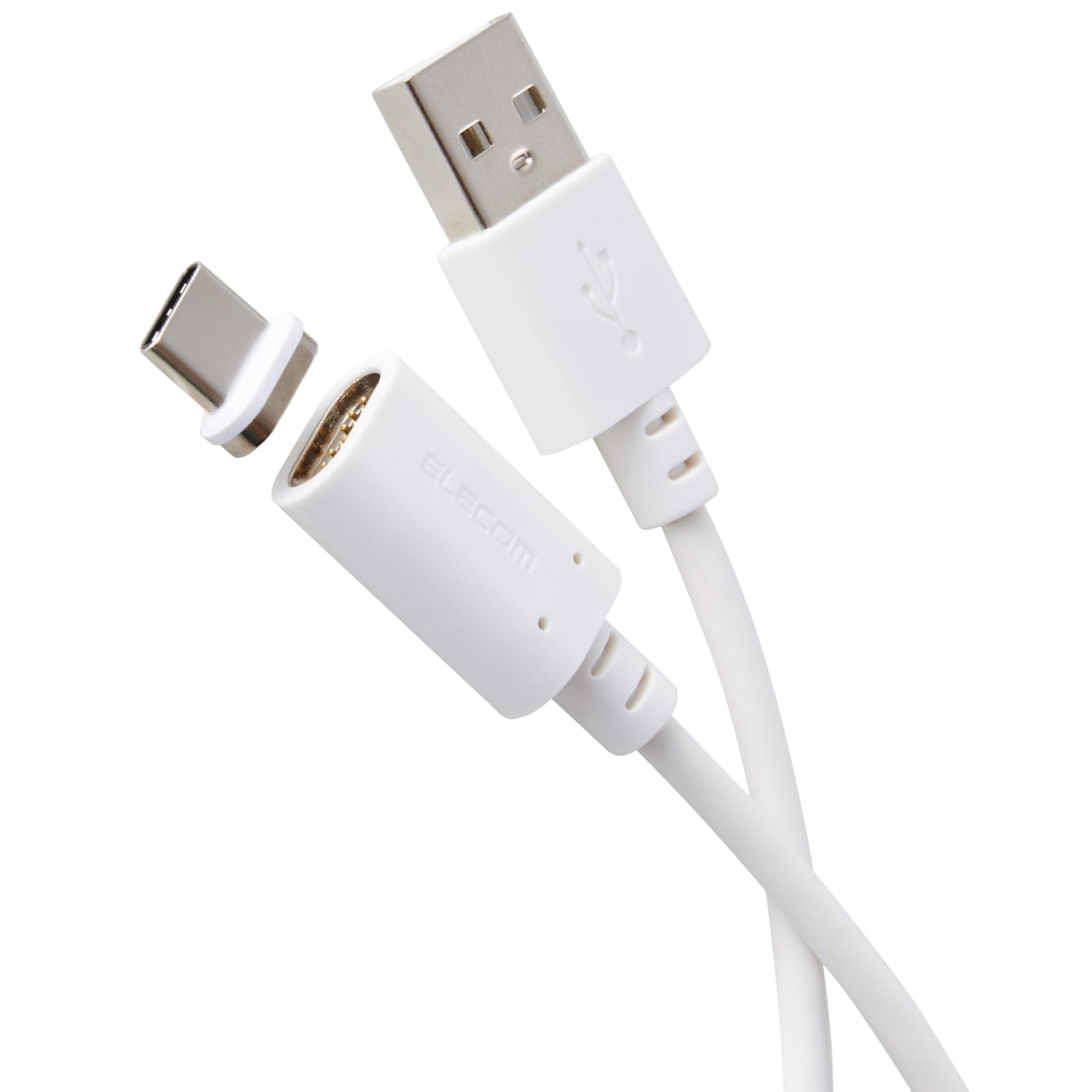 

ELECOM USB Cable with Magnetic Detachable 2m to 15W with a Breaker to Prevent Short Circuits and to Attach and Detach with a White Type-C USB-A Type-C белый