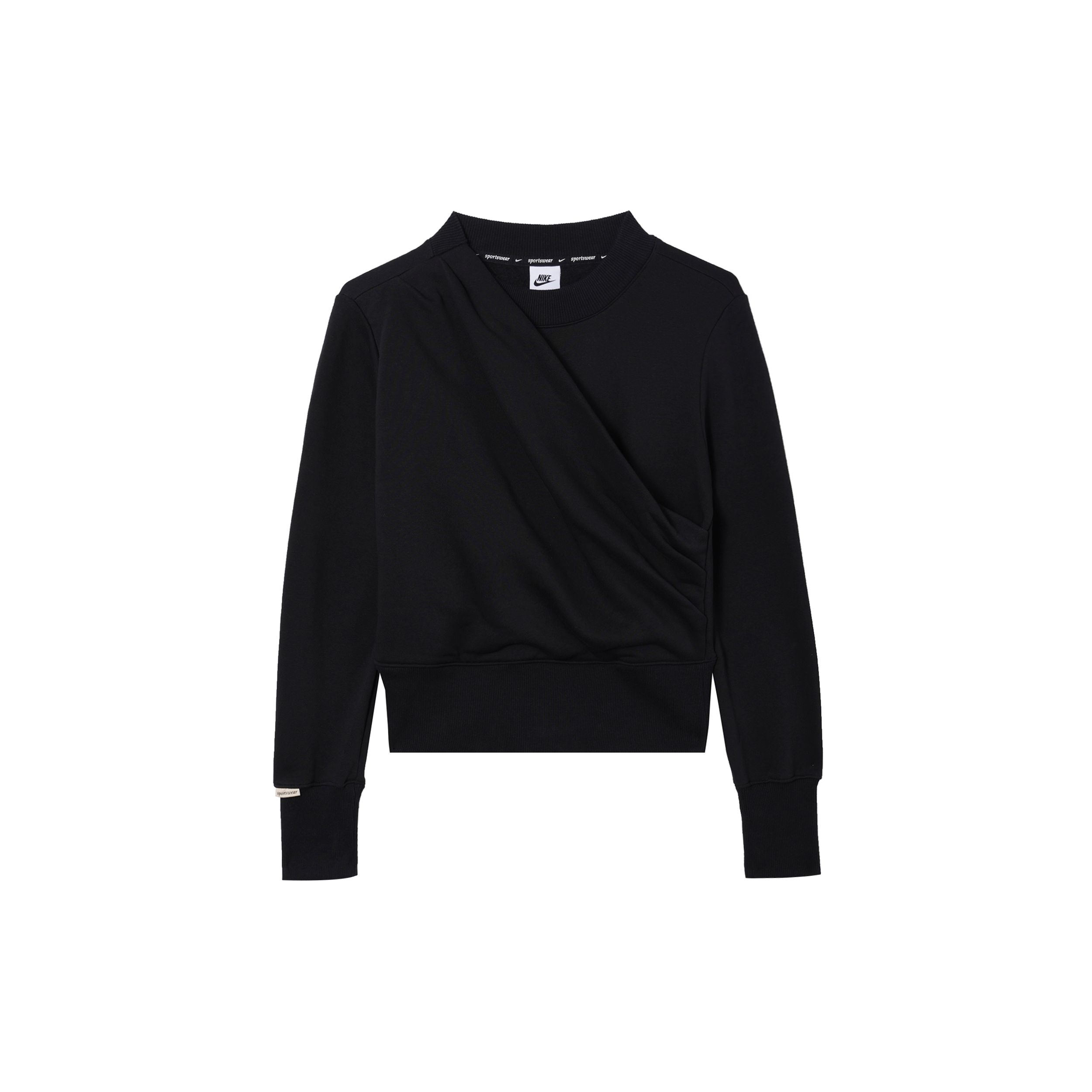 

Nike Однотонная плиссированная женская толстовка с круглым вырезом и длинными рукавами, черная DV8209-010 L