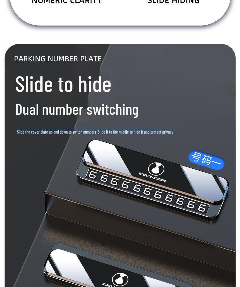 Denza D9 Temporary Parking Number Plate for Cars - Interior Phone Display