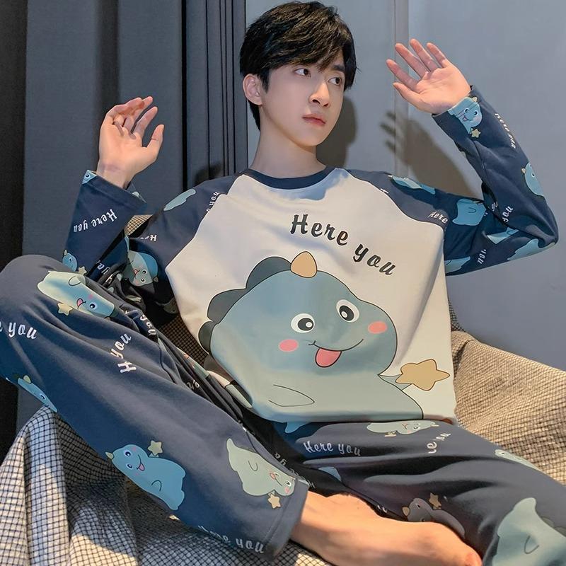 Pijamale noi de primăvară și toamnă pentru bărbați, costum de casă, studenți adolescenți, largi, de agrement, mărime mare, lenjerie de corp, pijamale, costum de casă