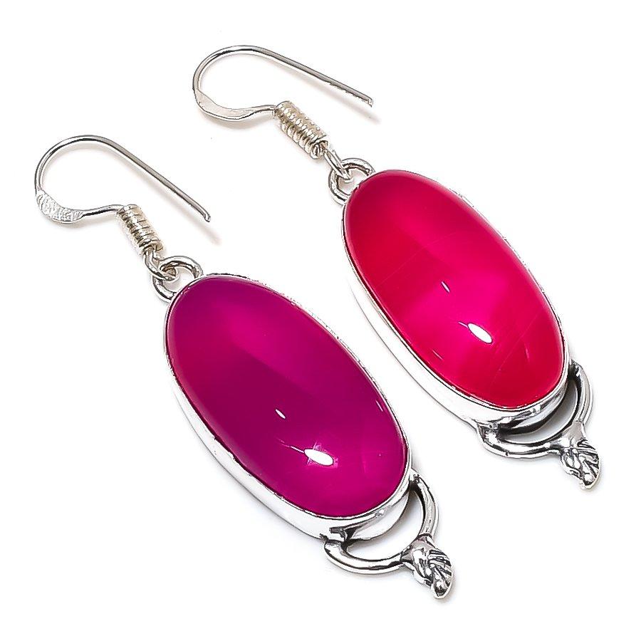 

Серьги ручной работы из стерлингового серебра 925 пробы с натуральным розовым кружевным агатом 2,05 дюйма N0y75