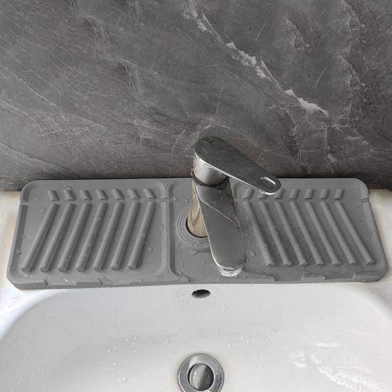 Tappetino Paraspruzzi Per Lavello In Silicone Grigio, 44,5x14 Cm, Assorbente E Drenante, Antiscivolo, Per Cucina E Bagno, Tagliabile Su Misura