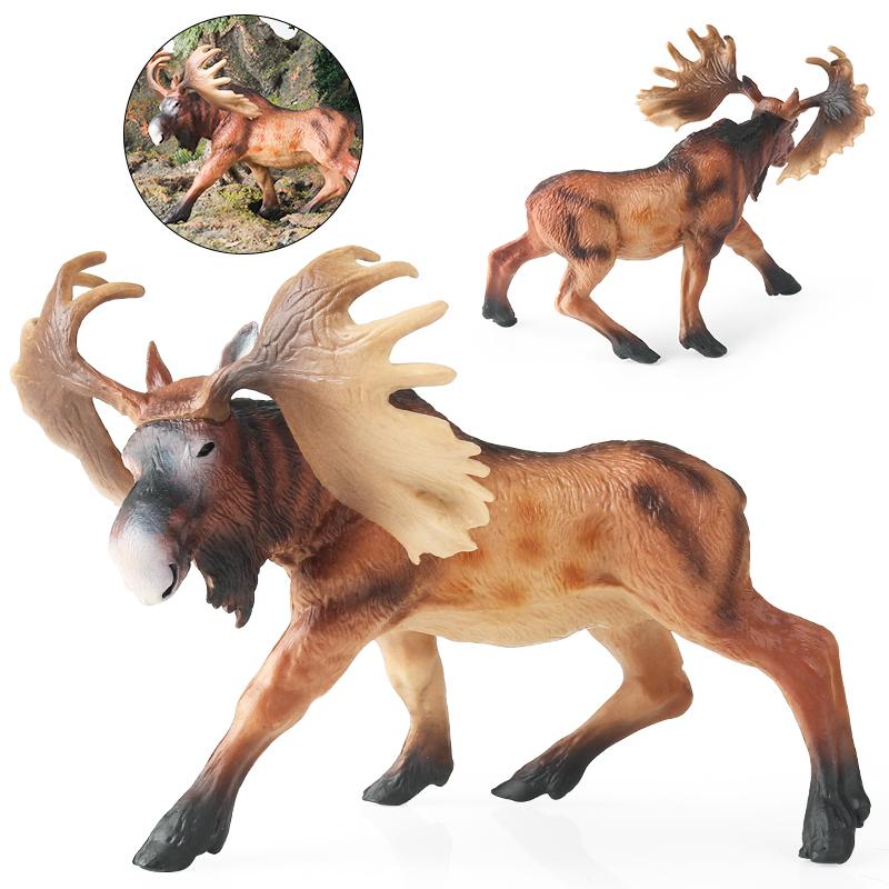 Oenux Forest Deer Animals Simulation Wild White-Tailed Elk Action Figures Moose Figurines Model Decoration Toy Kids Xmas Gift