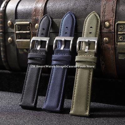 Nylon Leather Watch Strap Quick Release 20mm 22mm with Black Buckle Bracelet Durable Military Canvas Watchband for Men Women