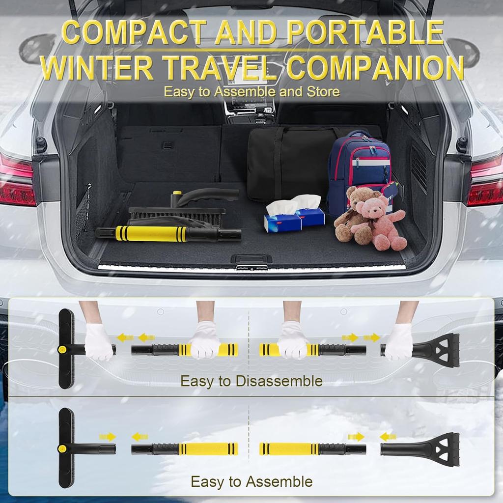 LivTee 32" Snow Brush And Ice Scrapers For Car Windshield, Extendable Car Snow Accessories With Foam Grip, Brush Supports 360 Degree Rotation, Car