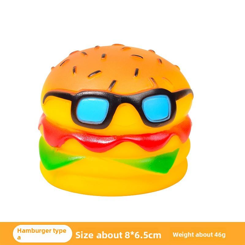 Rubber-coated Sound-producing Toy Hamburger Dog Teething and Cleaning Sound Hamburger Bag Pet Toy