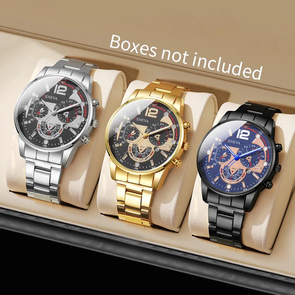 3 STÜCKE Herren Business Uhren Mode Stahlband Herren Analog Quarzuhren Set Relogio Masculino Reloj Hombre