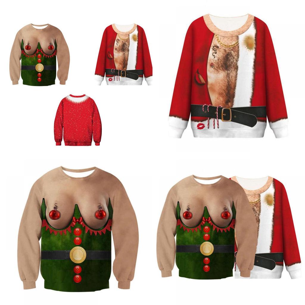 Men's Festive Santa Elf Pullover Christmas Jumper Warm Polyester Comfy Breathable