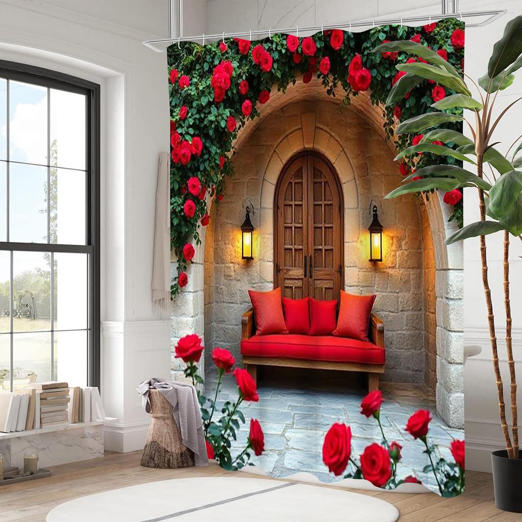 Diamond Door  shower curtain, bathroom shower waterproof curtain with 12 hooks, fish shaped home decoration, free delivery