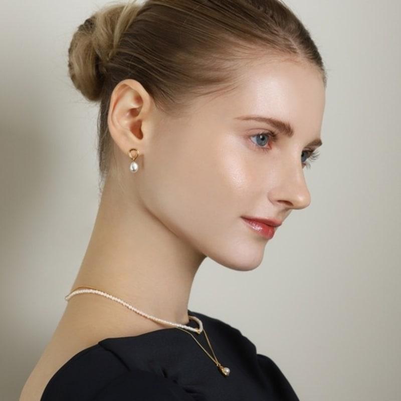 ozel Silver925 Fresh Water Pearl Pebble Earrings PS165E