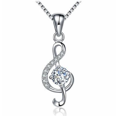 Musikalische Note Halskette für Silber Musikalische Note Anhänger Kette Beliebt für Frauen [Richapex] Damen, Zirkonia, 925, Hypoallergen, Halskette,