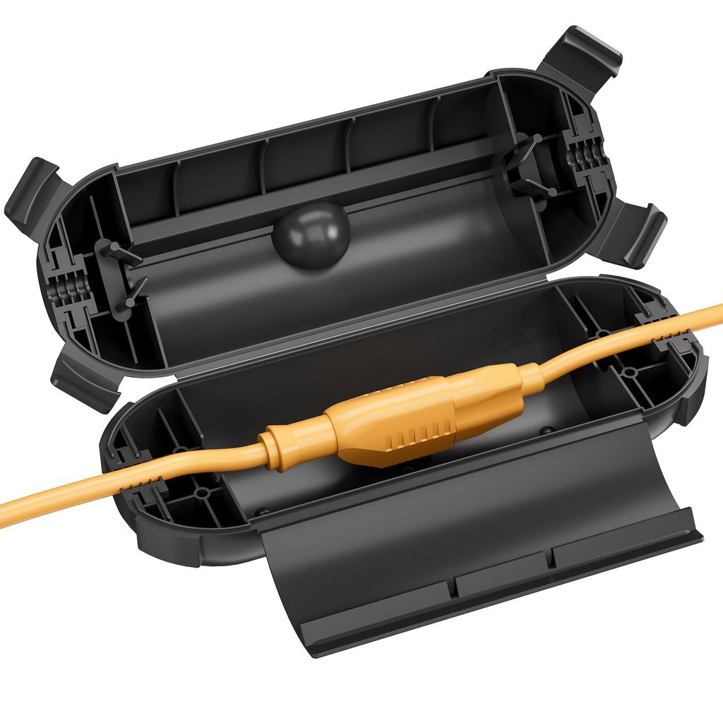 BN-LINK 3er-Pack Outdoor-Verlängerungskabel-Sicherheitsabdeckung, Schwarz | Wasserdichter Kabelverbinderschutz für Lichterketten, Outdoor-Werkzeuge, Feiertagsbeleuchtung,
