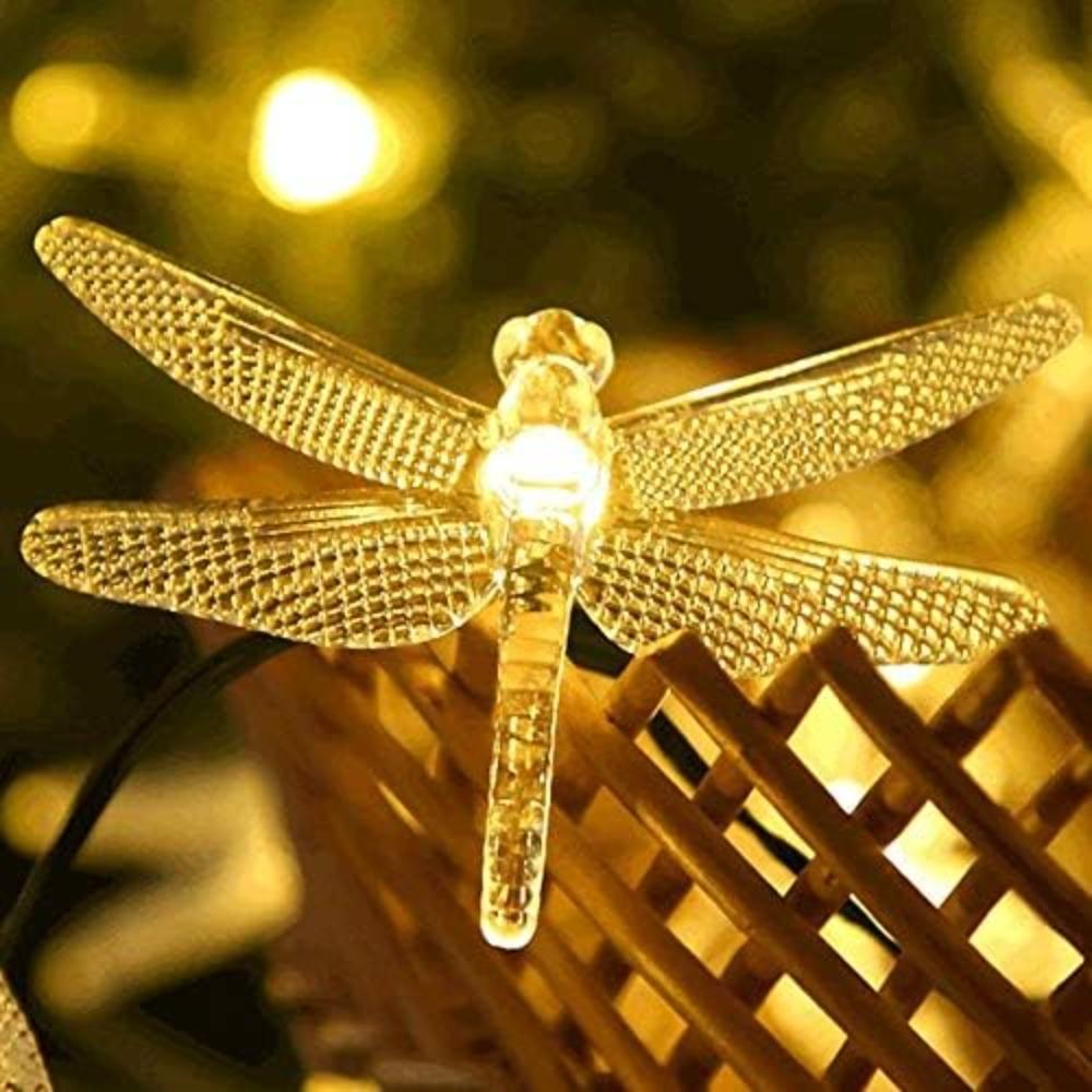 Solar Dragonfly String Light 50LED Garden Stake Lights Waterproof Outdoor Twinkle Fairy Lights for Trees Patio Fence Christmas Decor