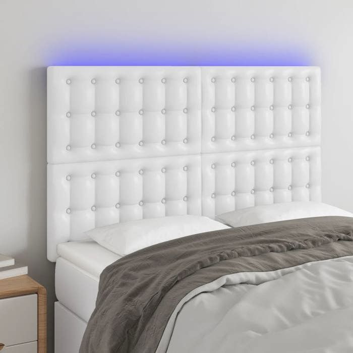 VidaXL Tête de Lit à LED Meuble de Chambre à Coucher Accessoire de Lit Double Tête de Cadre de Lit Intérieur Blanc 3122515