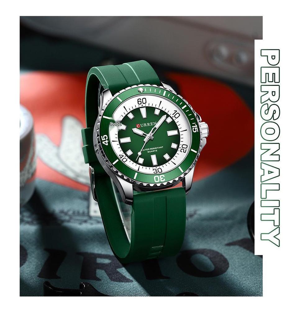 CURREN 8448 Unisex Waterproof Round Watch with Rubber Strap - Suitable for Men and Women