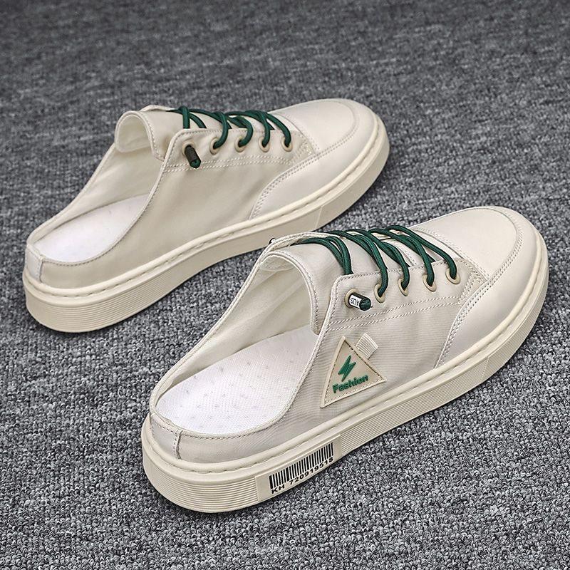 

холщовые туфли мужские повседневные полушлепанцы мужские универсальные тканевые туфли маленькие белые ленивые туфли на одном педале без задника мужские шлепанцы 39